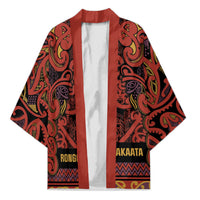Aotearoa Iwi Rongowhakaata Kimono Maori Wharenui House Tribal Pattern LT9 Unisex Brick Red - Polynesian Pride