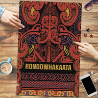 Aotearoa Iwi Rongowhakaata Puzzle Maori Wharenui House Tribal Pattern LT9 Brick Red - Polynesian Pride