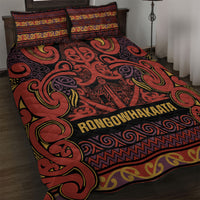 Aotearoa Iwi Rongowhakaata Quilt Bed Set Maori Wharenui House Tribal Pattern LT9 Brick Red - Polynesian Pride