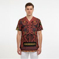 Aotearoa Iwi Rongowhakaata Scrub Top Maori Wharenui House Tribal Pattern LT9 - Polynesian Pride