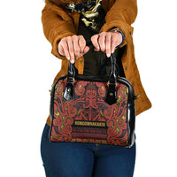 Aotearoa Iwi Rongowhakaata Shoulder Handbag Maori Wharenui House Tribal Pattern LT9 One Size Brick Red - Polynesian Pride