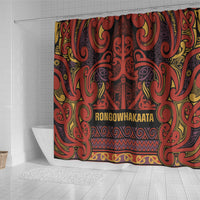 Aotearoa Iwi Rongowhakaata Shower Curtain Maori Wharenui House Tribal Pattern LT9 - Polynesian Pride