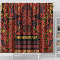 Aotearoa Iwi Rongowhakaata Shower Curtain Maori Wharenui House Tribal Pattern LT9 - Polynesian Pride