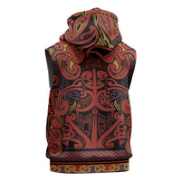 Aotearoa Iwi Rongowhakaata Sleeveless Zip Hoodie Maori Wharenui House Tribal Pattern LT9 - Polynesian Pride