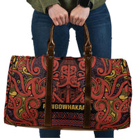 Aotearoa Iwi Rongowhakaata Travel Bag Maori Wharenui House Tribal Pattern LT9 Brick Red - Polynesian Pride