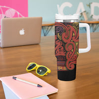 Aotearoa Iwi Rongowhakaata Tumbler With Handle Maori Wharenui House Tribal Pattern LT9 - Polynesian Pride