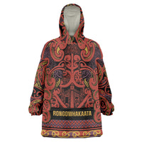 Aotearoa Iwi Rongowhakaata Wearable Blanket Hoodie Maori Wharenui House Tribal Pattern