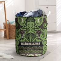 Aotearoa Iwi Ngati Raukawa Laundry Basket Maori Wharenui House Tribal Pattern LT9 Olive green - Polynesian Pride