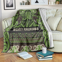 Aotearoa Iwi Ngati Raukawa Blanket Maori Wharenui House Tribal Pattern LT9 Olive green - Polynesian Pride