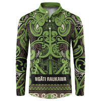 Aotearoa Iwi Ngati Raukawa Button Sweatshirt Maori Wharenui House Tribal Pattern LT9 Olive green - Polynesian Pride