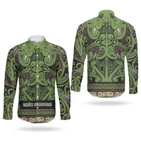 Aotearoa Iwi Ngati Raukawa Couples Matching Short Sleeve Bodycon Dress and Long Sleeve Button Shirt Maori Wharenui House Tribal Pattern LT9 - Polynesian Pride