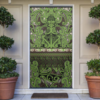 Aotearoa Iwi Ngati Raukawa Door Cover Maori Wharenui House Tribal Pattern LT9 Olive green - Polynesian Pride