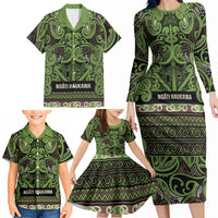 Aotearoa Iwi Ngati Raukawa Family Matching Long Sleeve Bodycon Dress and Hawaiian Shirt Maori Wharenui House Tribal Pattern LT9 - Polynesian Pride
