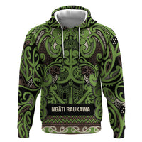 Aotearoa Iwi Ngati Raukawa Hoodie Maori Wharenui House Tribal Pattern LT9 Pullover Hoodie Olive green - Polynesian Pride