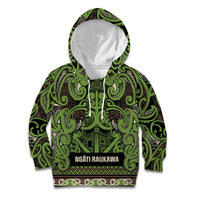 Aotearoa Iwi Ngati Raukawa Kid Hoodie Maori Wharenui House Tribal Pattern LT9 Hoodie Olive green - Polynesian Pride