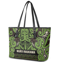 Aotearoa Iwi Ngati Raukawa Leather Tote Bag Maori Wharenui House Tribal Pattern LT9 - Polynesian Pride