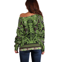 Aotearoa Iwi Ngati Raukawa Off Shoulder Sweater Maori Wharenui House Tribal Pattern LT9 - Polynesian Pride