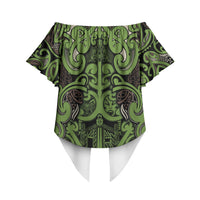 Aotearoa Iwi Ngati Raukawa Off Shoulder Wrap Waist Top Maori Wharenui House Tribal Pattern LT9 - Polynesian Pride