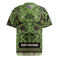 Aotearoa Iwi Ngati Raukawa Rugby Jersey Maori Wharenui House Tribal Pattern LT9 Olive green - Polynesian Pride