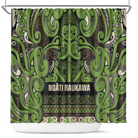 Aotearoa Iwi Ngati Raukawa Shower Curtain Maori Wharenui House Tribal Pattern LT9 Olive green - Polynesian Pride