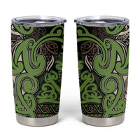 Aotearoa Iwi Ngati Raukawa Tumbler Cup Maori Wharenui House Tribal Pattern LT9 Olive green - Polynesian Pride