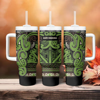 Aotearoa Iwi Ngati Raukawa Tumbler With Handle Maori Wharenui House Tribal Pattern LT9 - Polynesian Pride
