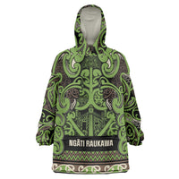 Aotearoa Iwi Ngati Raukawa Wearable Blanket Hoodie Maori Wharenui House Tribal Pattern LT9 One Size Olive green - Polynesian Pride