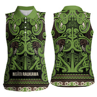 Aotearoa Iwi Ngati Raukawa Women Sleeveless Polo Shirt Maori Wharenui House Tribal Pattern LT9 - Polynesian Pride