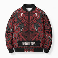 Aotearoa Iwi Ngati Toa Bomber Puffer Jacket Maori Wharenui House Tribal Pattern LT9 Unisex Dark Red - Polynesian Pride