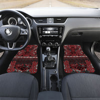 Aotearoa Iwi Ngati Toa Car Mats Maori Wharenui House Tribal Pattern LT9 Set 2pcs - Front Dark Red - Polynesian Pride