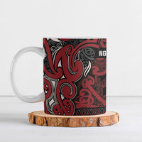 Aotearoa Iwi Ngati Toa Ceramic Mug Maori Wharenui House Tribal Pattern LT9 Dark Red - Polynesian Pride