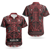 Aotearoa Iwi Ngati Toa Couples Matching Off Shoulder Short Dress and Hawaiian Shirt Maori Wharenui House Tribal Pattern LT9 - Polynesian Pride