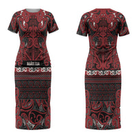 Aotearoa Iwi Ngati Toa Couples Matching Short Sleeve Bodycon Dress and Hawaiian Shirt Maori Wharenui House Tribal Pattern LT9 - Polynesian Pride