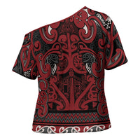 Aotearoa Iwi Ngati Toa Cross Shoulder Shirt Maori Wharenui House Tribal Pattern LT9 - Polynesian Pride