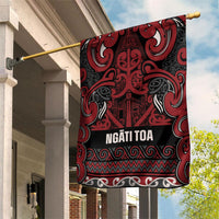 Aotearoa Iwi Ngati Toa Garden Flag Maori Wharenui House Tribal Pattern LT9 House Flag Dark Red - Polynesian Pride