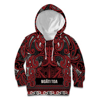 Aotearoa Iwi Ngati Toa Kid Hoodie Maori Wharenui House Tribal Pattern LT9 Hoodie Dark Red - Polynesian Pride