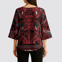 Aotearoa Iwi Ngati Toa Kimono Sleeve Blouse Maori Wharenui House Tribal Pattern LT9 - Polynesian Pride