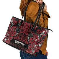 Aotearoa Iwi Ngati Toa Leather Tote Bag Maori Wharenui House Tribal Pattern LT9 - Polynesian Pride
