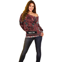 Aotearoa Iwi Ngati Toa Off Shoulder Sweater Maori Wharenui House Tribal Pattern