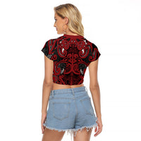 Aotearoa Iwi Ngati Toa Raglan Cropped T Shirt Maori Wharenui House Tribal Pattern LT9 - Polynesian Pride