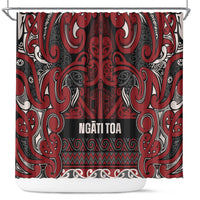 Aotearoa Iwi Ngati Toa Shower Curtain Maori Wharenui House Tribal Pattern LT9 Dark Red - Polynesian Pride
