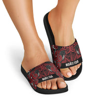 Aotearoa Iwi Ngati Toa Slide Sandals Maori Wharenui House Tribal Pattern LT9 - Polynesian Pride