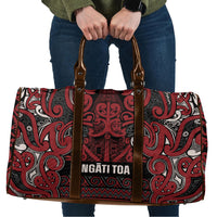 Aotearoa Iwi Ngati Toa Travel Bag Maori Wharenui House Tribal Pattern LT9 Dark Red - Polynesian Pride