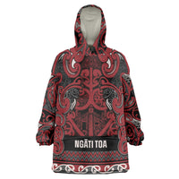Aotearoa Iwi Ngati Toa Wearable Blanket Hoodie Maori Wharenui House Tribal Pattern LT9 One Size Dark Red - Polynesian Pride