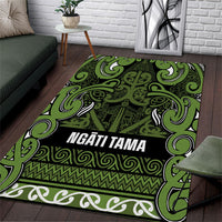 Aotearoa Iwi Ngāti Tama ki Taranaki Trust Area Rug Maori Wharenui House Tribal Pattern LT9 Lime - Polynesian Pride