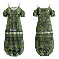 Aotearoa Iwi Ngāti Tama ki Taranaki Trust Couples Matching Summer Maxi Dress and Long Sleeve Button Shirt Maori Wharenui House Tribal Pattern LT9 - Polynesian Pride