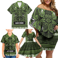 Aotearoa Iwi Ngāti Tama ki Taranaki Trust Family Matching Off Shoulder Short Dress and Hawaiian Shirt Maori Wharenui House Tribal Pattern LT9 - Polynesian Pride