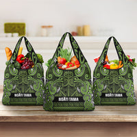 Aotearoa Iwi Ngāti Tama ki Taranaki Trust Grocery Bag Maori Wharenui House Tribal Pattern LT9 3-pack One Size Lime - Polynesian Pride