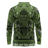 Aotearoa Iwi Ngāti Tama ki Taranaki Trust Long Sleeve Polo Shirt Maori Wharenui House Tribal Pattern LT9 - Polynesian Pride