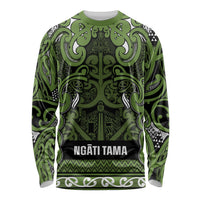 Aotearoa Iwi Ngāti Tama ki Taranaki Trust Long Sleeve Shirt Maori Wharenui House Tribal Pattern LT9 Unisex Lime - Polynesian Pride